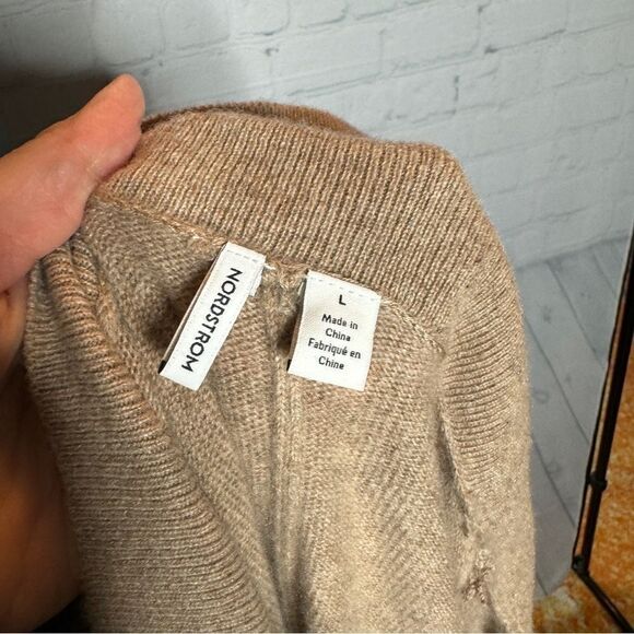 NEW Nordstrom tan cashmere knit straight leg jumpsuit size large luxurious - Picture 7 of 11